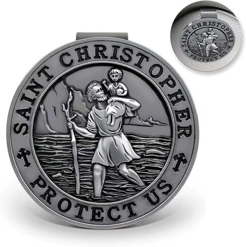 St. Christopher Medal for Car, Metal Saint Christopher Protect Us Visor Clips for Cars, Automotive Visor Accessories, New Driver Gifts Driving Safety Car Accessories for Women Men in Saudi Arabia