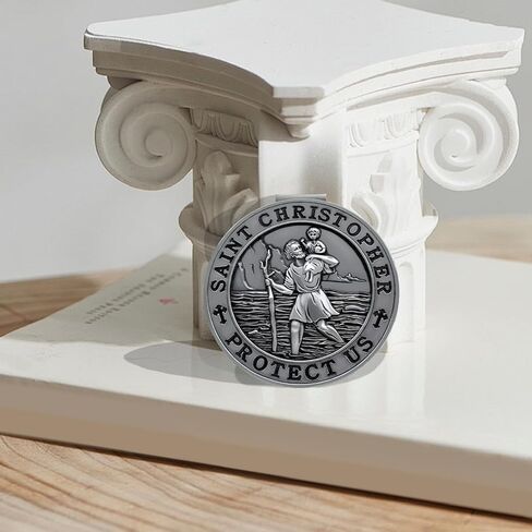 St. Christopher Medal for Car, Metal Saint Christopher Protect Us Visor Clips for Cars, Automotive Visor Accessories, New Driver Gifts Driving Safety Car Accessories for Women Men in Saudi Arabia