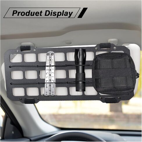 Vehicle Rigid MOLLE Panel, Car Sun Visor Organizer Tactical Gear Rack, EDC Pouch Tool Holster Truck Equipment Mount Plate, Auto Interior Modular Storage Shelf Accessories (Visor Panel) in Saudi Arabia