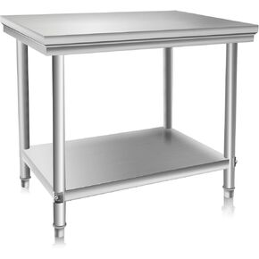 36x24 Inch Stainless Steel Prep Table - Commercial Heavy Duty Metal Work Table with Adjustable Undershelf & Leveling Feet, for Kitchen, Restaurant, Hotel, Outdoor, Garage, Workshop & Garden in Saudi Arabia