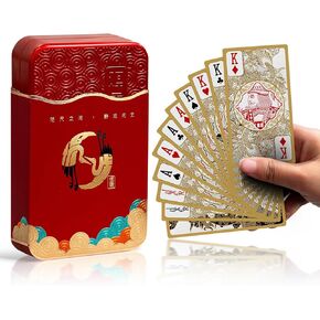 Ben Niu Lucky Dragon Playing Cards – Waterproof Plastic Slim Design Deck of Cards Themed with Gold Edges & Oriental Art, Premium Unique Poker Cards, for Players & Collectors in Saudi Arabia