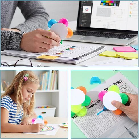 24PCS Petals Highlighters, Flower Shape Watercolor Highlighter Marker Assorted Colors 5-in-1 Fluorescent Pens Office Aesthetic Supplies for Journal Planner Coloring Book Underlining Note Taking in Saudi Arabia