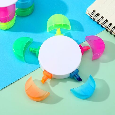 24PCS Petals Highlighters, Flower Shape Watercolor Highlighter Marker Assorted Colors 5-in-1 Fluorescent Pens Office Aesthetic Supplies for Journal Planner Coloring Book Underlining Note Taking in Saudi Arabia