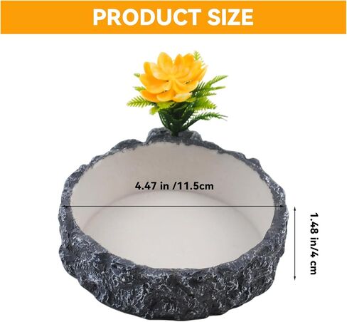 MUYG Reptile Water Bowl Food Dish Resin Rock Reptile Feeder Tortoise Food and Water Feeding Plate Amphibian Drinking Basin Reptile Habitat Tank Accessories for Turtle Lizard Leopard Gecko Chameleon in Saudi Arabia