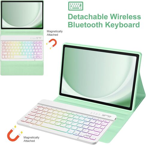 TaIYanG Backlit Keyboard Case for Samsung Galaxy Tab A9 Plus 11 Inch 2023 Model (SM-X210/X216/X218), Slim Lightweight Stand Cover with Magnetically Detachable Wireless Bluetooth Keyboard,Black in Saudi Arabia