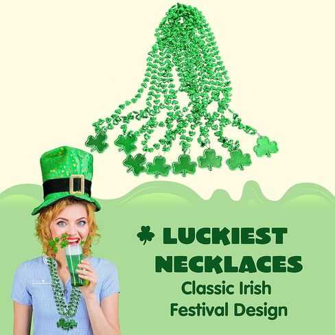 JOYIN 12 PCS St Patrick's Green Mug Bead Necklaces for Kids Women Men, for Mardi Gras, St. Patrick's Day, Costume Themed Party Games Favor Supplies in Saudi Arabia