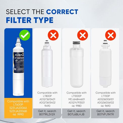 PUREPLUS PRO 5231JA2006A NSF 53&42 Certified Refrigerator Water Filter Replacement for LG LT600P kenmore 469990, 9990, R-9990, FML-2, RWF1000A, LSC27931ST, LFX25960ST, 3Pack in Kuwait