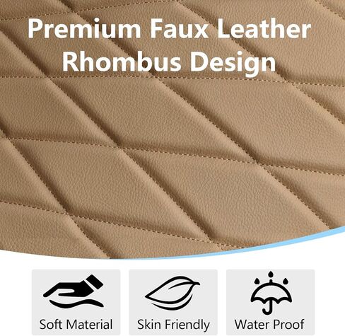 SAN LIKE 2PCS Car Seat Covers Luxury Leather Universal Anti-Slip Driver Car Seat Protectors with Storage Pocket, Waterproof Auto Cushion Pad Mat for Most Vehicles (Beige) + 1pcs Steering Wheel Cover in Kuwait