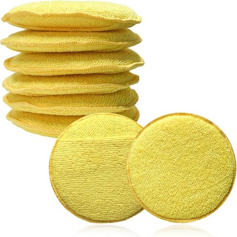8PCS Microfiber Wax Applicator Pads, 5 Inch Round Car Wash Sponge Cleaning Tools with Finger Pocket, Scratch-Free Ultra-Soft Foam Bulk for Fine Polishing Detailing Waxing (Light Blue) in Saudi Arabia