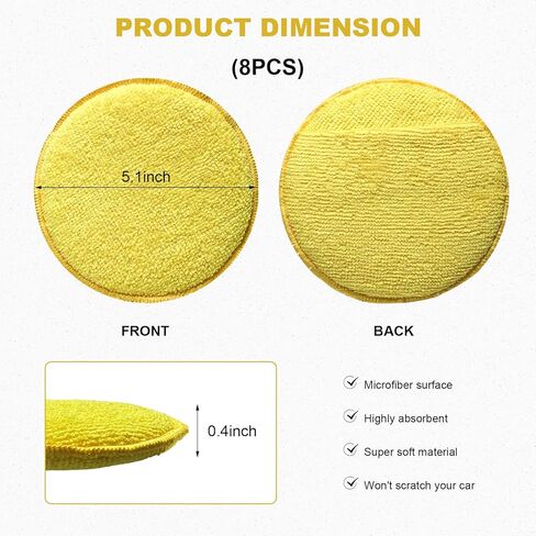 8PCS Microfiber Wax Applicator Pads, 5 Inch Round Car Wash Sponge Cleaning Tools with Finger Pocket, Scratch-Free Ultra-Soft Foam Bulk for Fine Polishing Detailing Waxing (Light Blue) in Saudi Arabia