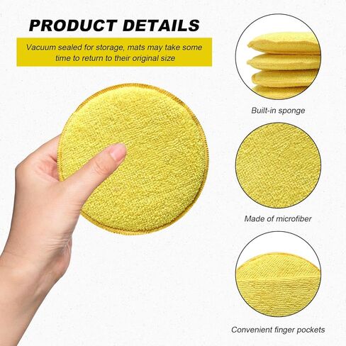 8PCS Microfiber Wax Applicator Pads, 5 Inch Round Car Wash Sponge Cleaning Tools with Finger Pocket, Scratch-Free Ultra-Soft Foam Bulk for Fine Polishing Detailing Waxing (Light Blue) in Saudi Arabia