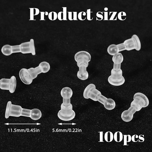 100 PCS Impenetrable Big-Long Soft Earring Backs, Comfort Earring Backs Replacements, TPE Medical Grade Material, Earring Back for Stud Fit with All Types of Earrings(Pillar Ball) in Saudi Arabia