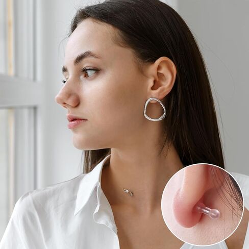 100 PCS Impenetrable Big-Long Soft Earring Backs, Comfort Earring Backs Replacements, TPE Medical Grade Material, Earring Back for Stud Fit with All Types of Earrings(Pillar Ball) in Saudi Arabia