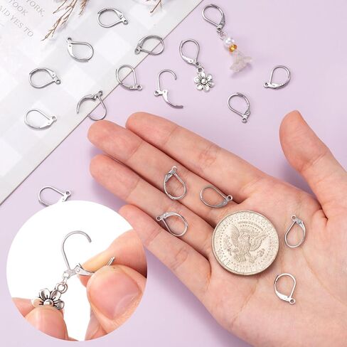12 Pcs Leverback Earring Hooks, Stainless Steel Clasp Hoop, Hypoallergenic Dangles Earring Hooks, French Ear Wire Findings for Women, DIY Crafts, Jewelry Making (Gold) in Saudi Arabia