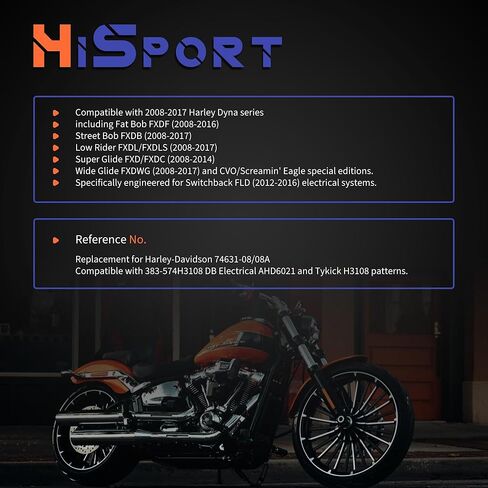 HiSport Voltage Regulator Rectifier 74631-08 Compatible with Harley Davidson Dyna 2008-2017, Replacement for Dyna Switchback/Street Bob/Super Glide/Fat Bob/Low Rider/Wide Glide, 7463108A, 383-574 in Saudi Arabia