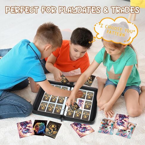 Card Binder 9 Pocket Collectible Trading Cards Storage with 50 Removable Sleeves Holder 900 Cards,3-Ring Zipper Design Perfect for Game, MTG & Sports Cards, Gifts for Boy and Girls (Black, Large) in Saudi Arabia