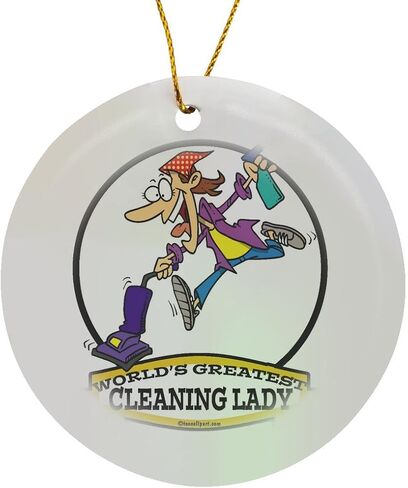 3dRose orn_103044_1 Funny Worlds Greatest Cleaning Lady Ii Cartoon-Snowflake Ornament, 3-Inch, Porcelain in Kuwait