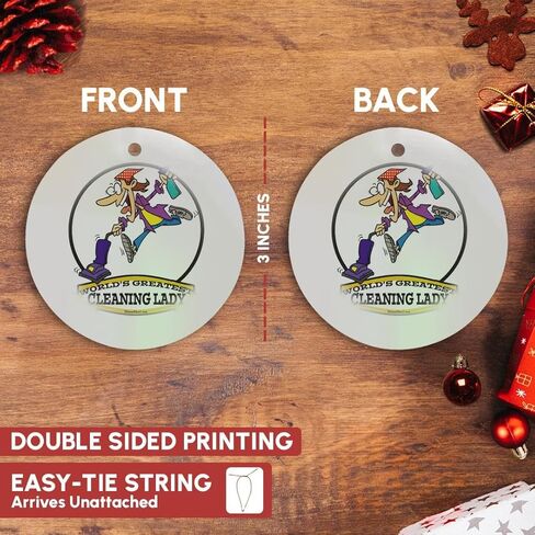 3dRose orn_103044_1 Funny Worlds Greatest Cleaning Lady Ii Cartoon-Snowflake Ornament, 3-Inch, Porcelain in Kuwait