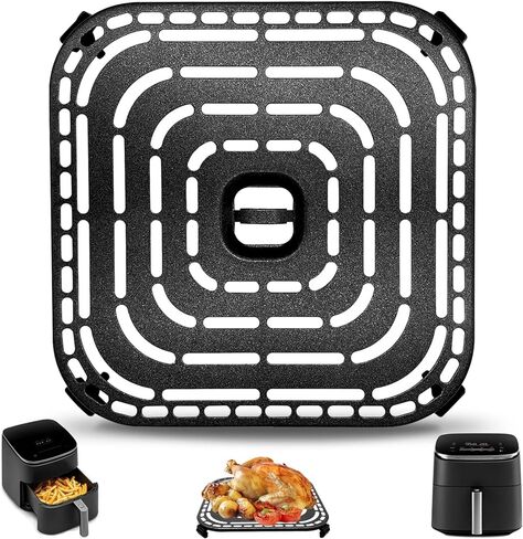 Air Fryer Grill Pan for Air Fryer Pro LE 5 Qt, Non-Stick 8.26’’*8.26’’Square Air Fryer Grill Plate Rack Replacement Parts Accessories Crisper Plate Tray with Rubber Bumpers, Dishwasher Safe in Saudi Arabia