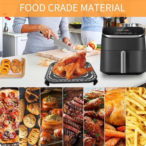 Air Fryer Grill Pan for Air Fryer Pro LE 5 Qt, Non-Stick 8.26’’*8.26’’Square Air Fryer Grill Plate Rack Replacement Parts Accessories Crisper Plate Tray with Rubber Bumpers, Dishwasher Safe in Saudi Arabia