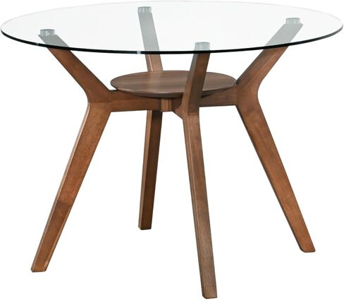 New Classic Furniture Oscar 5-Piece Wood Round Glass Table Dining Set in Natural in Saudi Arabia