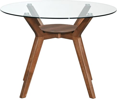 New Classic Furniture Oscar 5-Piece Wood Round Glass Table Dining Set in Natural in Saudi Arabia