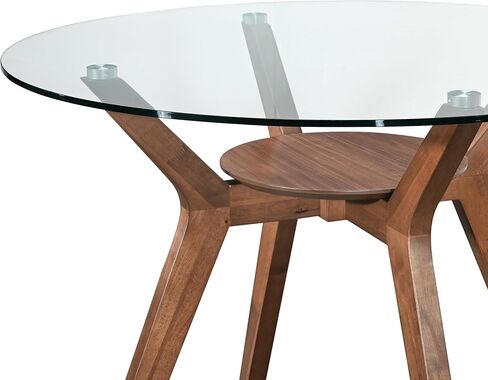 New Classic Furniture Oscar 5-Piece Wood Round Glass Table Dining Set in Natural in Saudi Arabia