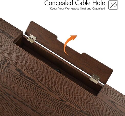 HULALA HOME مكتب مكتب منزلي مقاس 56 بوصة مع 5 أدراج ودرج مقصورة مخفي، مكتب كمبيوتر حديث في منتصف القرن بأرجل خشبية صلبة، مكتب تنفيذي لكتابة دراسة العمل، خشب الجوز in Kuwait