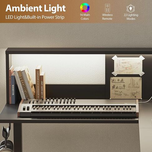 مكتب قائم كهربائي على شكل حرف L من Agilestic، مكتب مريح بارتفاع قابل للتعديل مقاس 63 × 55 بوصة مع مساحة تخزين، مكتب زاوية للوقوف ومنفذ طاقة لطاولة الكمبيوتر وأضواء LED، طاولة مكتب، بني ريفي in Kuwait