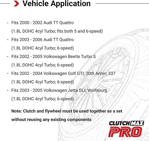 CMP Stage 1 Street Clutch Kit with Slave Cylinder with Flywheel fits 2002-2005 Beetle Golf Jetta 2000-2006 TT Quattro 1.8 Turbo 6-Speed in Saudi Arabia