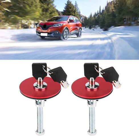 Car Engine Hood Cover Lock, Hood Lock, Car Universal Engine Hood Cover Lock Key Pin Kit Safety Pin (Red) in Saudi Arabia
