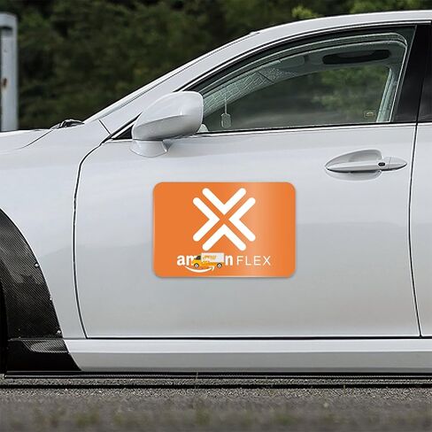 Flex Delivery Driver Car Sign Magnet Car Signs 2-Pack, Reflective Vehicle Magnets for Car, Strong Waterproof Magnetic Delivery Sign, 12" x 8", Orange in Saudi Arabia