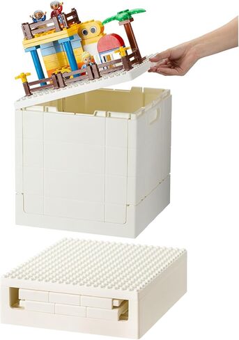 SHIMOYAMA Collapsible Kids Storage Box with Building Base for Lego Duplo Blocks, 26 Qt. Toy Organizer for Boys and Girls, 25L Stackable Toy Chests for Children, Green in Saudi Arabia