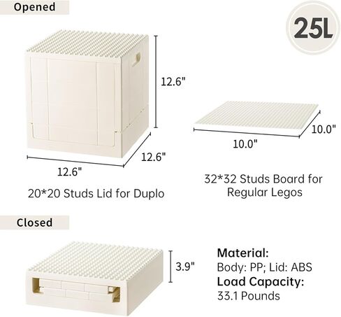 SHIMOYAMA Collapsible Kids Storage Box with Building Base for Lego Duplo Blocks, 26 Qt. Toy Organizer for Boys and Girls, 25L Stackable Toy Chests for Children, Green in Saudi Arabia