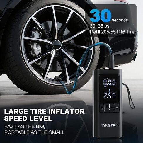 AI Tire Inflator Portable Air Compressor 150PSI with 15000mAh Power Bank 5X Fast Inflation Digital Gauge Flash Light and Auto Shut Off, Cordless Tire Inflator for Cars, Bikes, Balls and More in Saudi Arabia