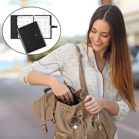 Weekgrat 2026 Leather Planner A5 Leather 6 Ring Binder Planner Binder Journal with Pockets for Men and Women (Black) in Saudi Arabia