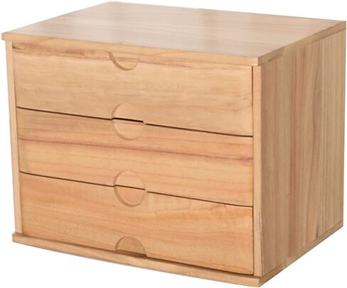 Wooden Desktop Storage Box with 3 Drawers, Office Supplies A4/Receipt File Organizer, Flat File Cabinet,B in Kuwait