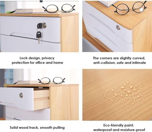 Wooden Desktop Storage Box with Lockable Drawers, Office Supplies A4/Receipt File Organizer, Flat File Cabinet,B-4 Drawer in Saudi Arabia