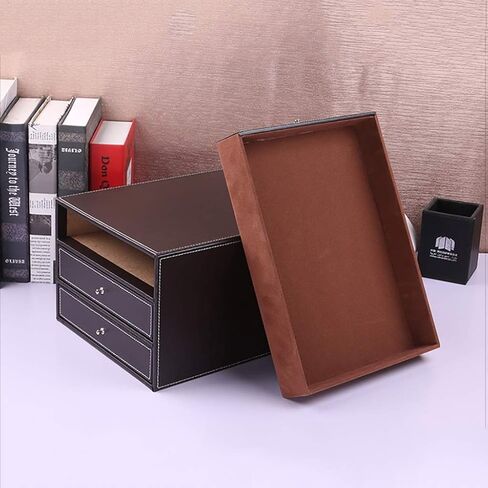 3Drawer Organizer,Multi-Functional Leather File Cabinet Office Supplies Desktop Storage-2Color,A1 in Saudi Arabia