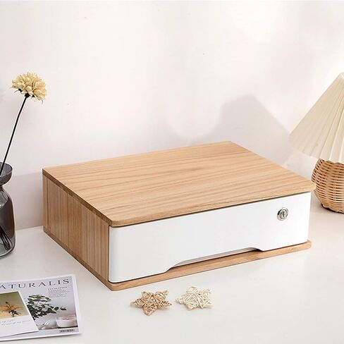 Wooden Desktop Storage Box with Lockable Drawers, Office Supplies A4/Receipt File Organizer, Flat File Cabinet,B-4 Drawer in Saudi Arabia