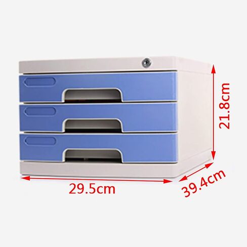 Flat File Cabinet, Drawer Organizer 2/3/4 Layers, with Lockable Environmentally Friendly Plastic-Blue,C in Saudi Arabia