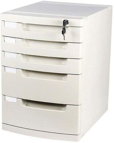 Flat File Cabinet, Drawer Organizer 5-Layers Lockable with Blank Label, Environmentally Friendly Plastic-White,Large 5-Layers in Saudi Arabia