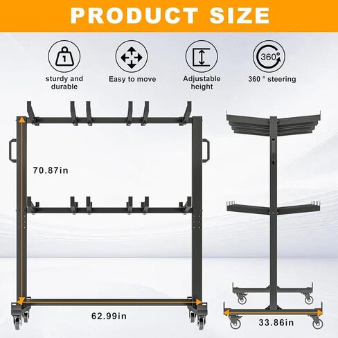 Folding Chair Rack, 84-Chair/42-Chair + 12-Table Storage Cart with Wheels, Rolling Chair Stand Includes Rain Cover & Bungee Cords - Ideal for Schools, Banquets, Community Centers in Saudi Arabia