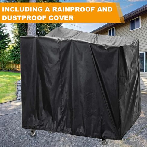 Folding Chair Rack, 84-Chair/42-Chair + 12-Table Storage Cart with Wheels, Rolling Chair Stand Includes Rain Cover & Bungee Cords - Ideal for Schools, Banquets, Community Centers in Saudi Arabia