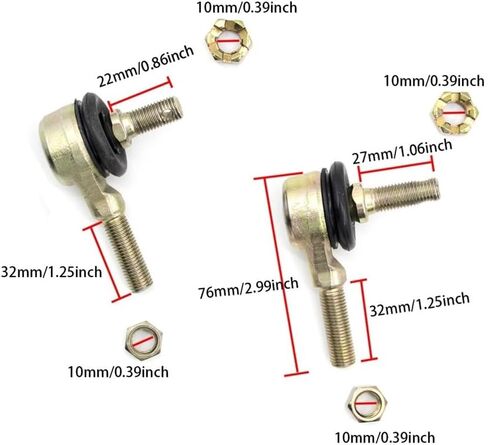 2/4 قطعة 10 مللي متر M10 التعادل رود نهاية أطقم وصلة كروية ل 50cc 70cc 90cc 110cc 125cc 150cc 200cc 250cc 300cc ATV رباعية الترابية دراجة 4 عجلات (2 زوج) in Saudi Arabia