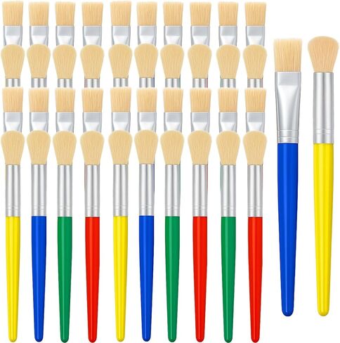 48 قطعة من فرش الطلاء للأطفال، مجموعة فرش رسم كبيرة مستديرة ومسطحة لطلاء الأكريليك بألوان مائية وزيتية قابلة للغسل in Kuwait