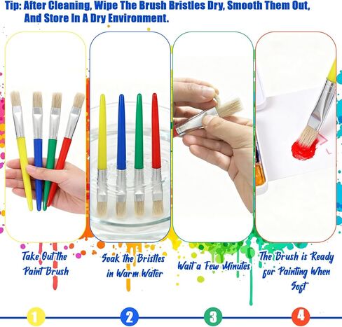 48 قطعة من فرش الطلاء للأطفال، مجموعة فرش رسم كبيرة مستديرة ومسطحة لطلاء الأكريليك بألوان مائية وزيتية قابلة للغسل in Kuwait