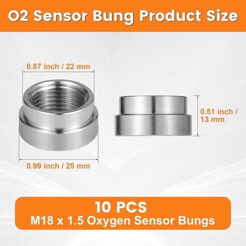 O2 Sensor Bung, 6 PCS - M18 x 1.5 Thread Oxygen Sensor Bungs Weld in, 304 Stainless Steel O2 Weld in Bung, Stepped Design in Saudi Arabia