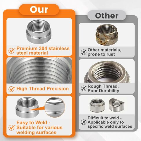 O2 Sensor Bung, 6 PCS - M18 x 1.5 Thread Oxygen Sensor Bungs Weld in, 304 Stainless Steel O2 Weld in Bung, Stepped Design in Saudi Arabia