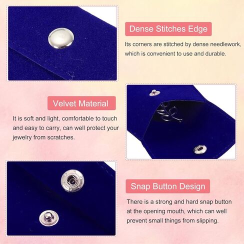 PATIKIL 4x3 Inch Velvet Jewelry Pouch, 12 Pack Velvet Pouches Snap Button Portable Storage Bag for Earrings Bracelets Necklaces Rings Watch, Grey in Saudi Arabia